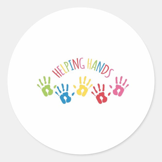 Hands helpen ronde sticker (Voorkant)