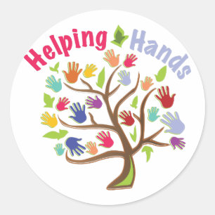 Hands helpen ronde sticker