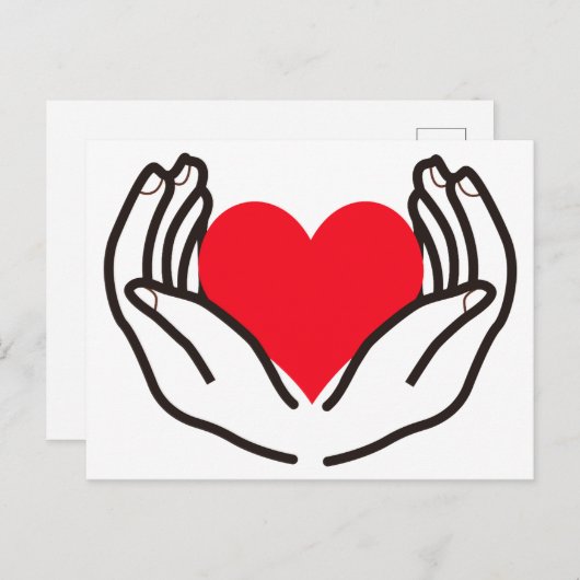Hands Holding Heart Briefkaart (Voorkant / Achterkant)