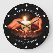 Hands Holding Lighted Candle with Bible message