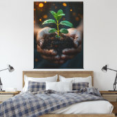Hands Holding Seedling Growth Hope Art Canvas Afdruk (Insitu (Slaapkamer))