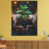 Hands Holding Seedling Growth Hope Art Canvas Afdruk (Insitu (Woonkamer))