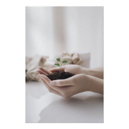 Hands Holding Seedling Growth Hope Perfect Poster