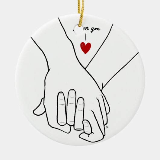 Hands in Love Keramisch Ornament (Voorkant)