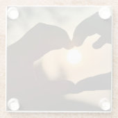 Hands Making Heart Sunset - Onderzetter Glazen Onderzetter (Achterkant)