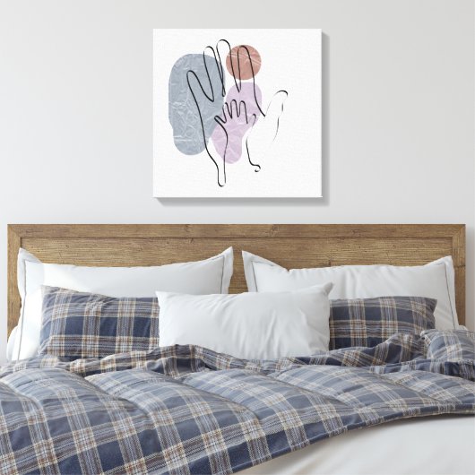 Hands Moeder Kind Lijn Kunstliefde Canvas Afdruk (Insitu (Slaapkamer))