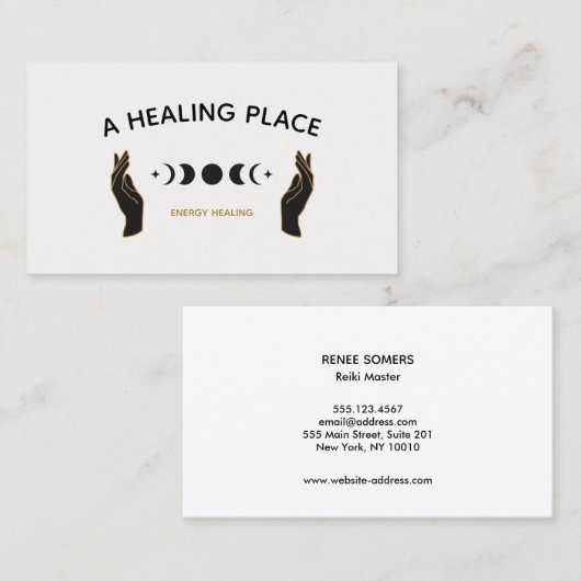 Hands Moon Phases Energy Worker Visitekaartje (Voorkant / Achterkant)