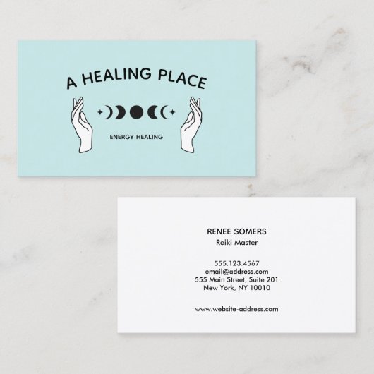 Hands Moon Phases Energy Worker Visitekaartje (Voorkant / Achterkant)