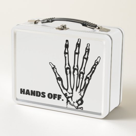 HANDS OFF LUNCHBOX VOEG JE EIGEN TEKST TOE (Voorkant)