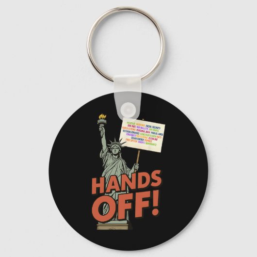Hands Off Protest 5 april Anti Trump Standbeeld Va Sleutelhanger (Voorkant)
