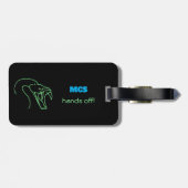 Hands Off slogan - Snake Head and Fangs logo Bagagelabel (Achterkant horizontaal)