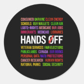 Hands Off T-shirt.png Ronde Sticker (Voorkant)