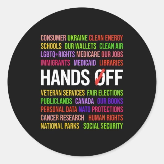 Hands Off T-shirt.png Ronde Sticker (Voorkant)