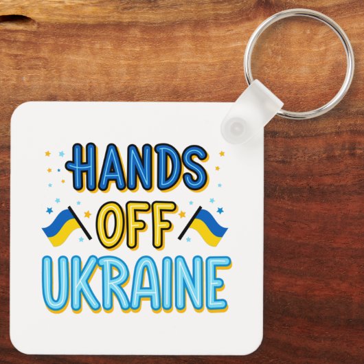 Hands Off Ukraine Sleutelhanger (Achterkant)