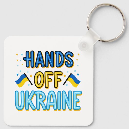 Hands Off Ukraine Sleutelhanger (Achterkant)