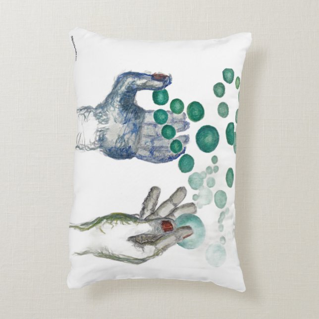 Hands Outstretched with Golden Globes Accent Kussen (Achterkant (Verticaal))