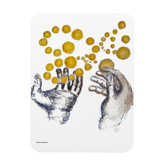 Hands Outstretched with Golden Globes Magneet (Verticaal)