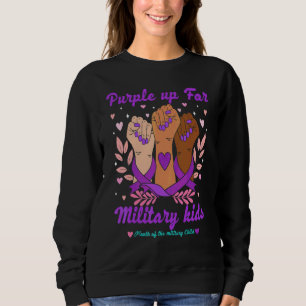 Hands Purple Up Day For Military Kids Child Purple Trui