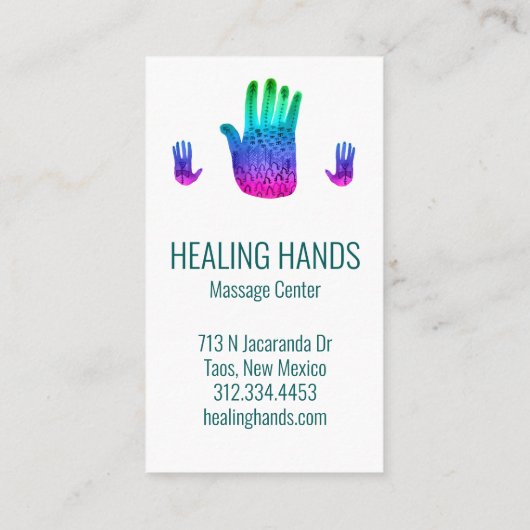 Hands Rainbow Colorful Waterverf Visitekaartje (Achterkant)
