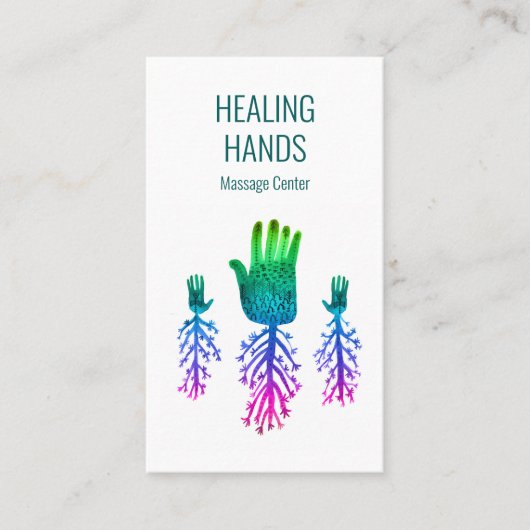Hands Rainbow Colorful Waterverf Visitekaartje (Voorkant)