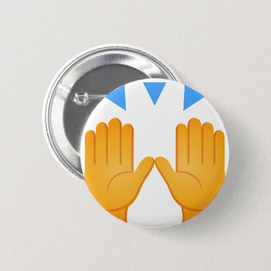 Hands Raised Emoji Ronde Button 5,7 Cm (Voorkant /achterkant)