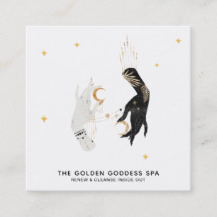 *~* Hands Stars Mon Mystic Gold Palm Leaves Spa Vierkante Visitekaartje