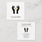 *~* Hands Sun Rays Black Gold Cosmic Energy Vierkante Visitekaartje (Voorkant / Achterkant)