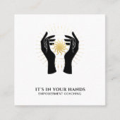 *~* Hands Sun Rays Black Gold Cosmic Energy Vierkante Visitekaartje (Voorkant)