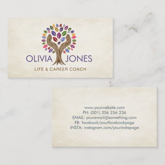 Hands Tree helpen - waterverf verlaat Business Ca Visitekaartje (Voorkant / Achterkant)