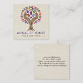 Hands Tree - waterverf bladeren Vierkante Visitekaartje (Voorkant / Achterkant)