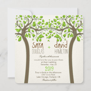 Hands Trees Love Rustic Eco Wedding Kaart