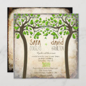 Hands Trees Love Rustic Eco Wedding Kaart (Voorkant / Achterkant)