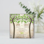 Hands Trees Love Rustic Eco Wedding Kaart (Staand voorkant)