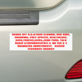HANDS UIT BOVENDIEN EN UW KLEUREN; ONZE KINDEREN,  BUMPERSTICKER (Op auto)