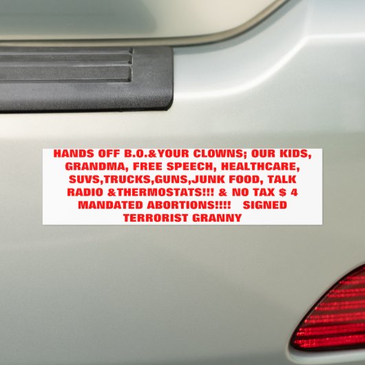 HANDS UIT BOVENDIEN EN UW KLEUREN; ONZE KINDEREN,  BUMPERSTICKER (Op auto)
