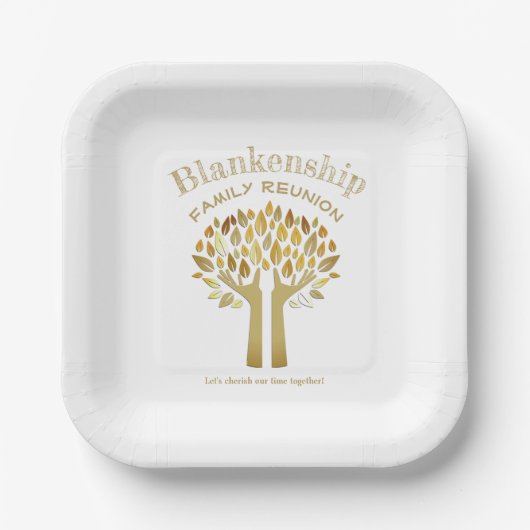 Hands Up Tree Leaves Family Reunion Essentials Pap Papieren Bordje (Voorkant)