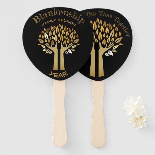 Hands Up Tree Leaves Family Reunion Party Handwaaier (Voorkant en achterkant)