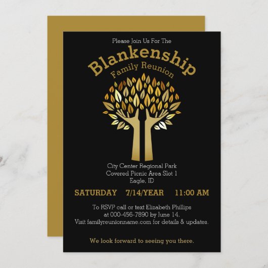 Hands Up Tree Leaves Family Reunion Sjabloon Kaart (Voorkant / Achterkant)