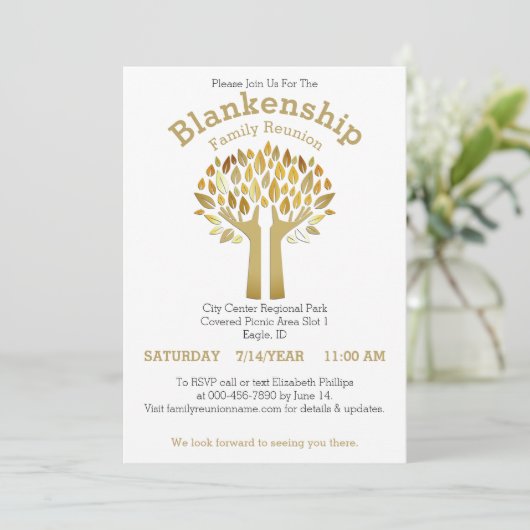 Hands Up Tree Leaves Family Reunion Sjabloon Kaart (Staand voorkant)