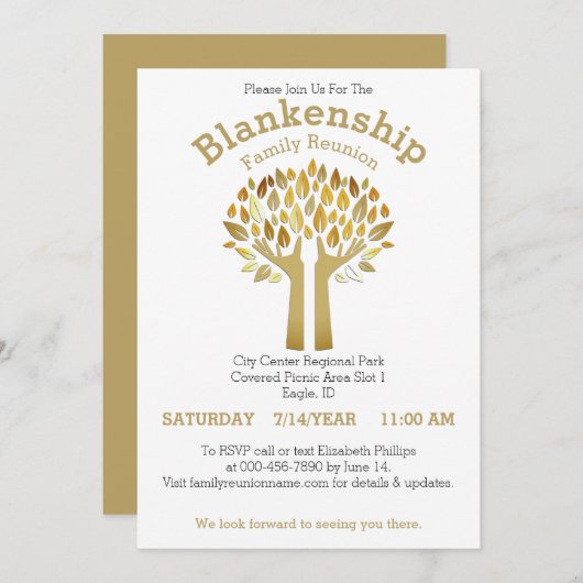 Hands Up Tree Leaves Family Reunion Sjabloon Kaart (Voorkant / Achterkant)