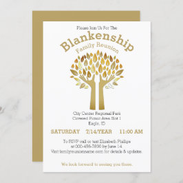 Hands Up Tree Leaves Family Reunion Sjabloon Kaart