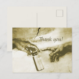 Hands van God en Adam Fine Art Parody Dank je Briefkaart