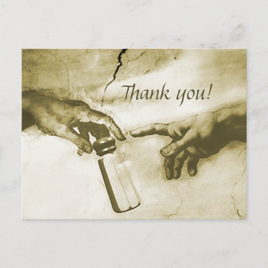 Hands van God en Adam Fine Art Parody Dank je Briefkaart (Voorkant)