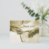 Hands van God en Adam Fine Art Parody Dank je Briefkaart (Staand voorkant)