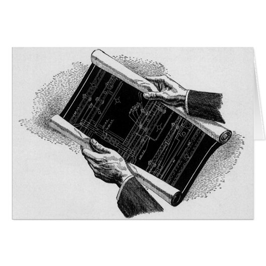 Hands w architecturale blauwdrukken,  Business (Voorkant Horizontaal)