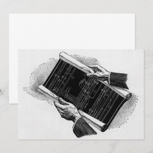 Hands w architecturale blauwdrukken, Business (Voorkant / Achterkant)