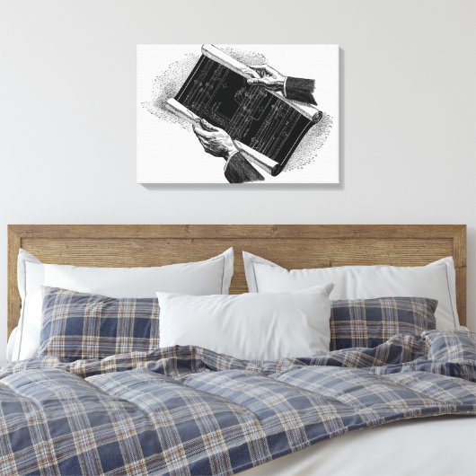 Hands w architecturale blauwdrukken, Business Canvas Afdruk (Insitu (Slaapkamer))