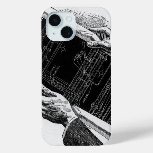 Hands w architecturale blauwdrukken,  Business iPhone 15 Case