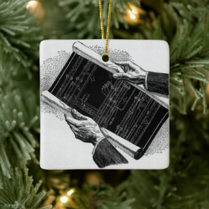 Hands w architecturale blauwdrukken,  Business Keramisch Ornament