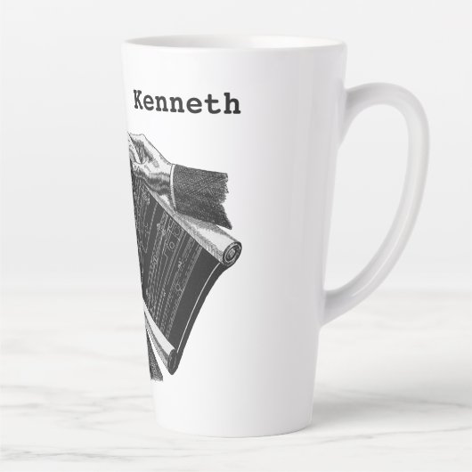 Hands w architecturale blauwdrukken, Business Latte Mok (Rechts)